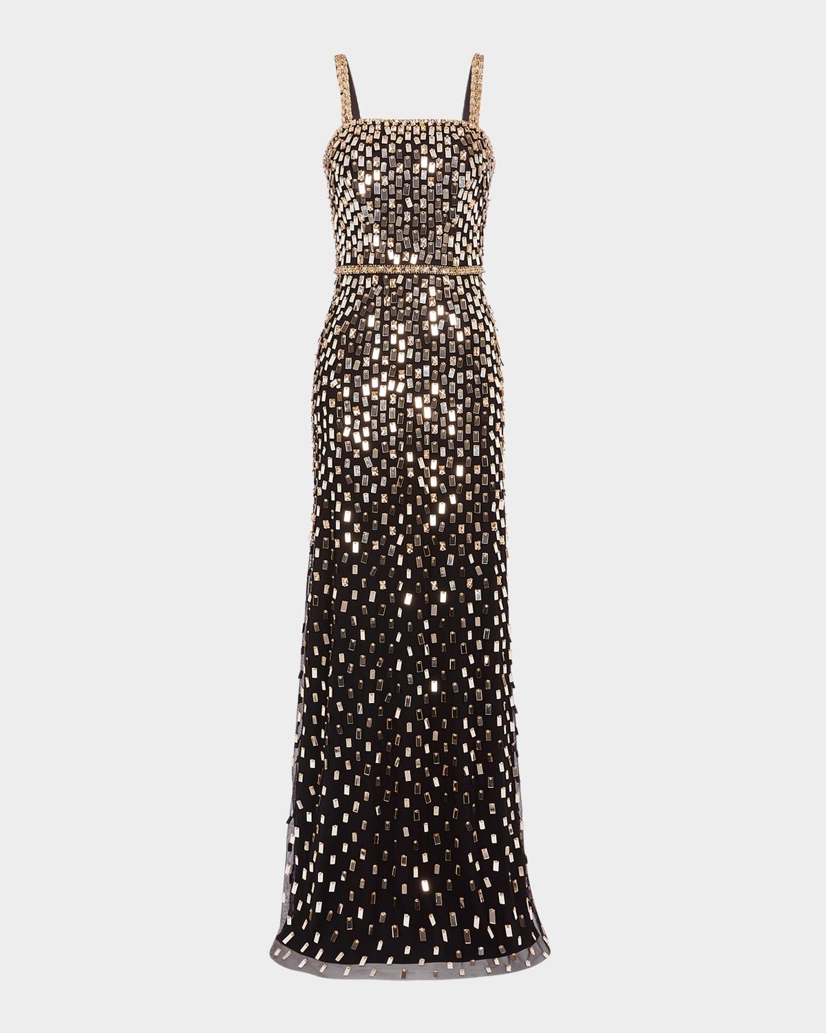 juliette sequined crystal sleeveless column gown