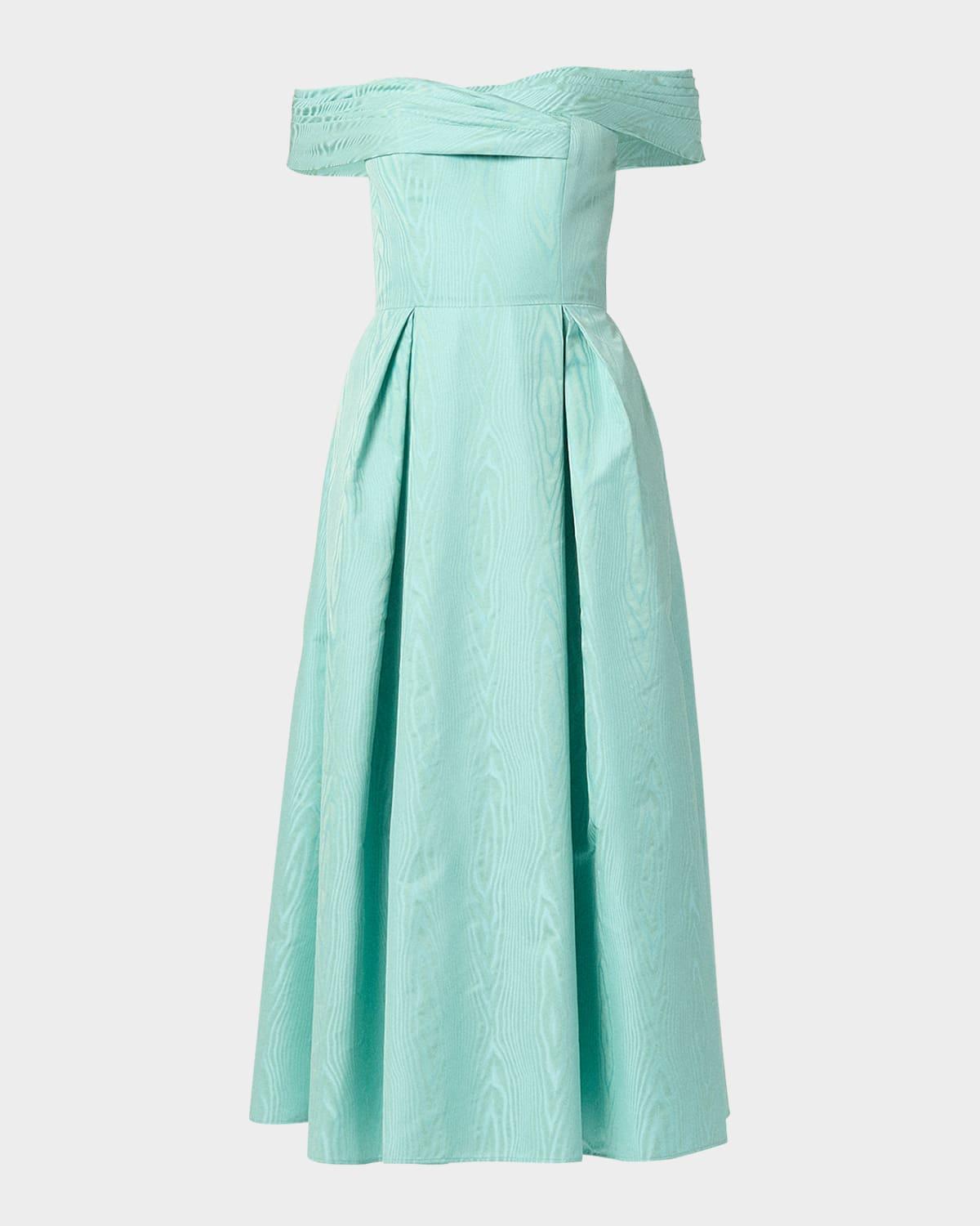 june pleated off-shoulder midi dress