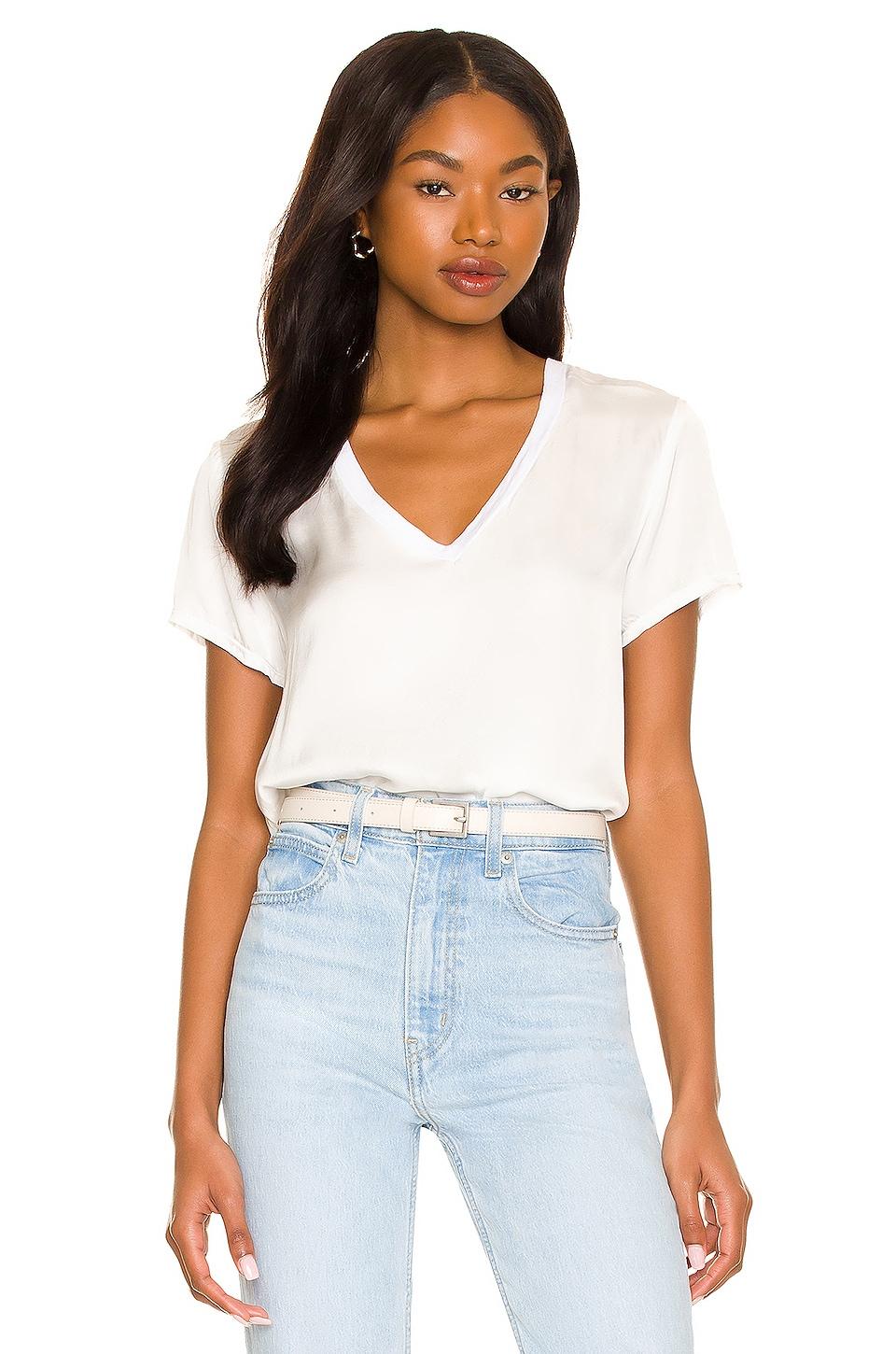 june sateen v neck top