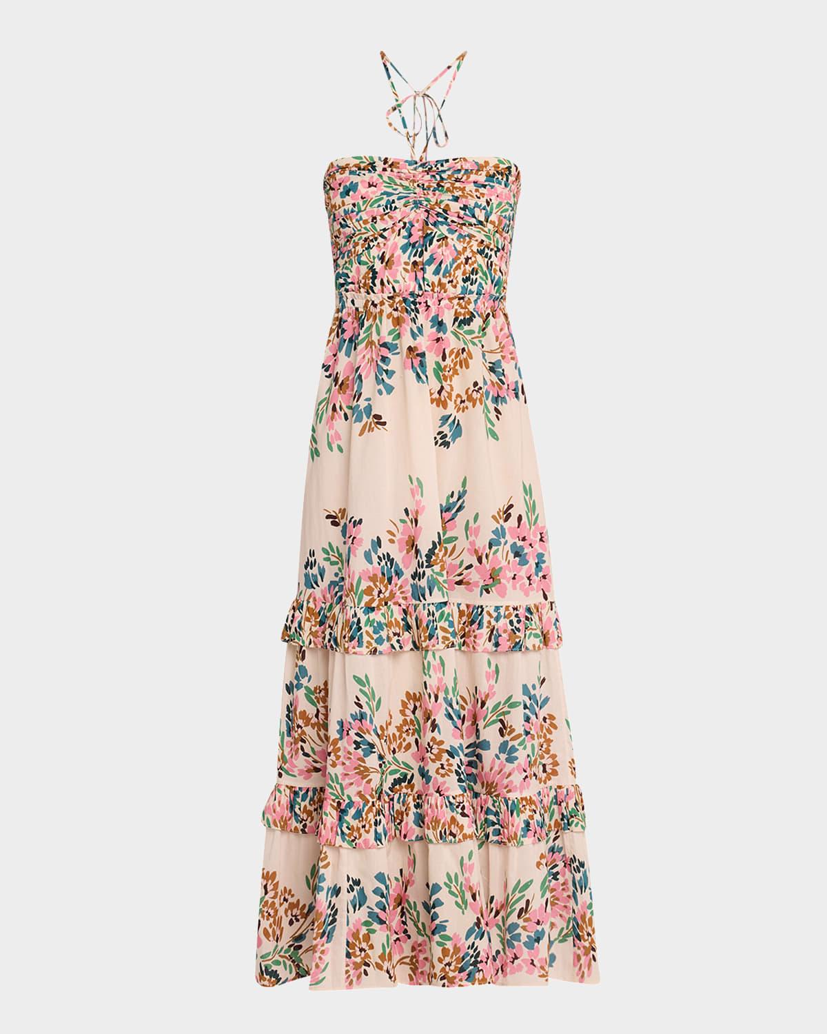 june tiered halter maxi dress