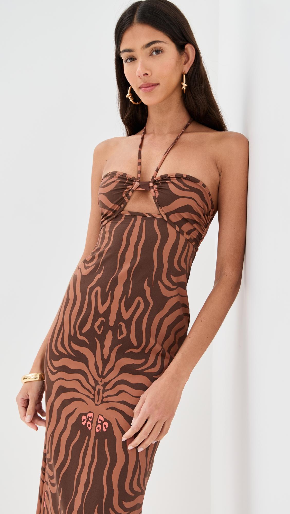 jungle palms midi dress