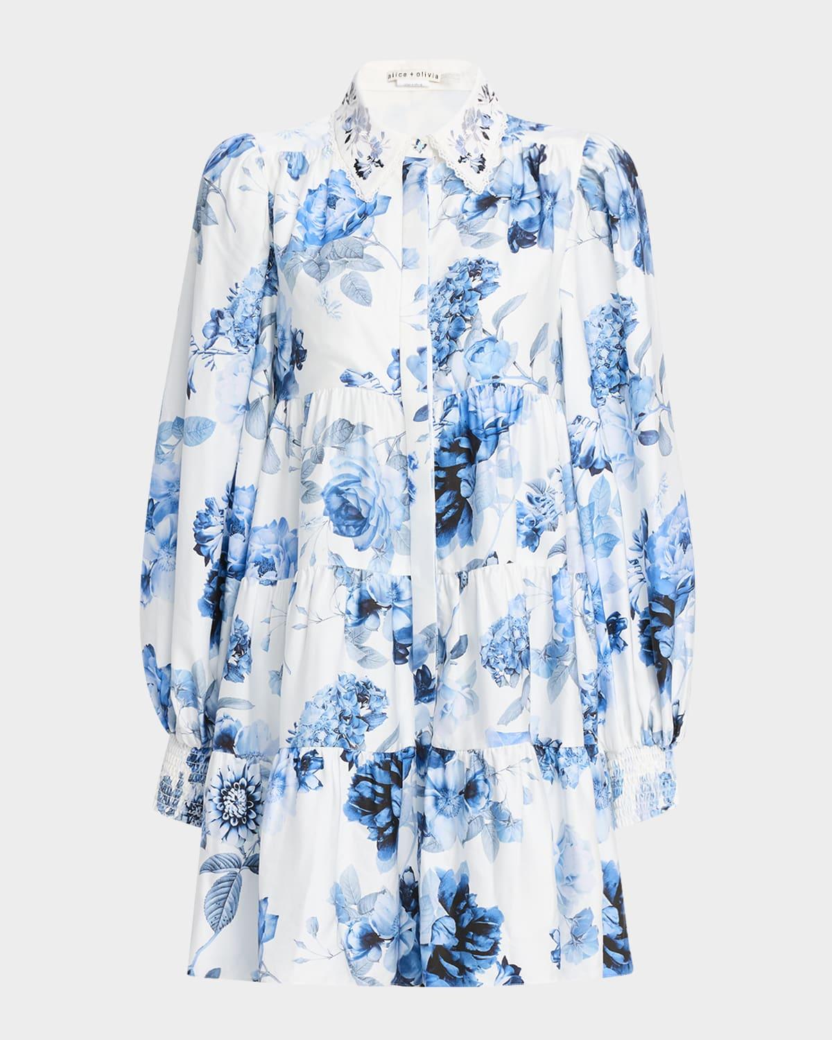 junia embroidered collar mini shirtdress