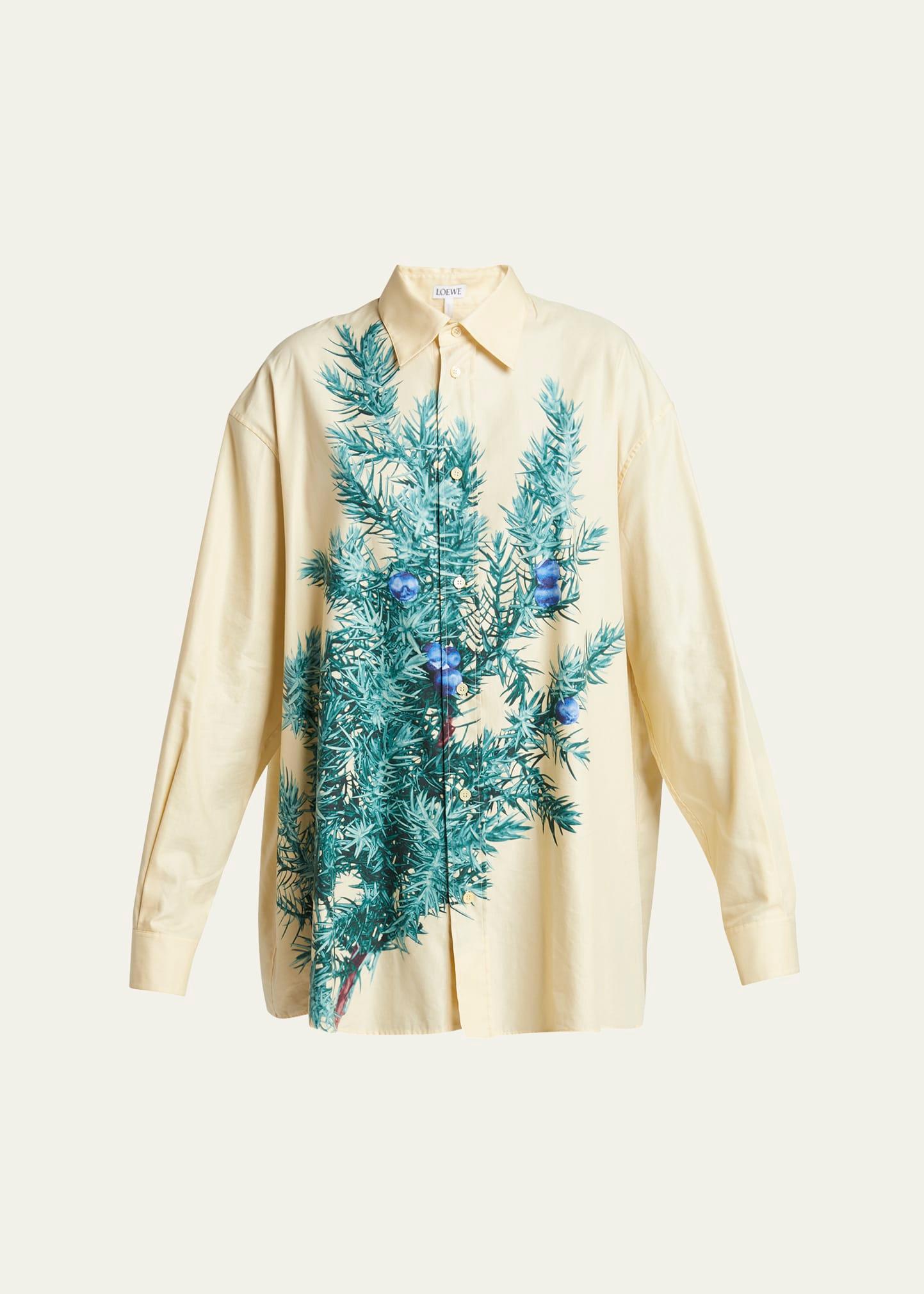 juniper berry print button down blouse