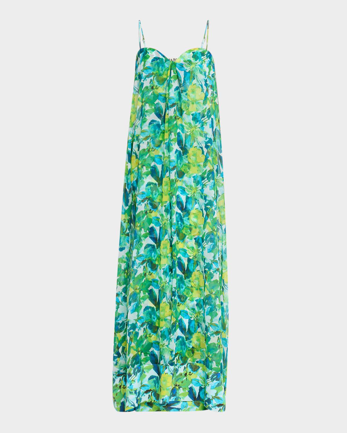 junji strapless watercolor-print chiffon gown
