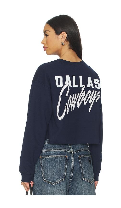 junk food cowboys bling crop crew sweatshirt in navy.