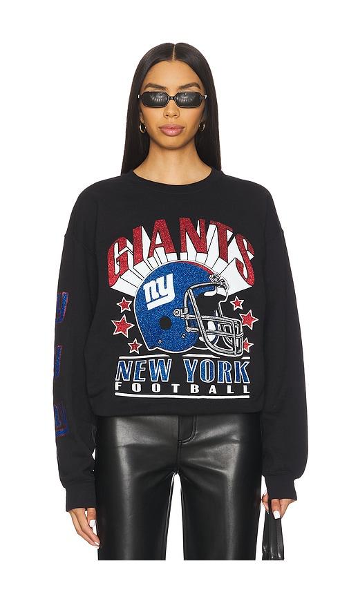 junk food giants glitter helmet crew fleece in black.
