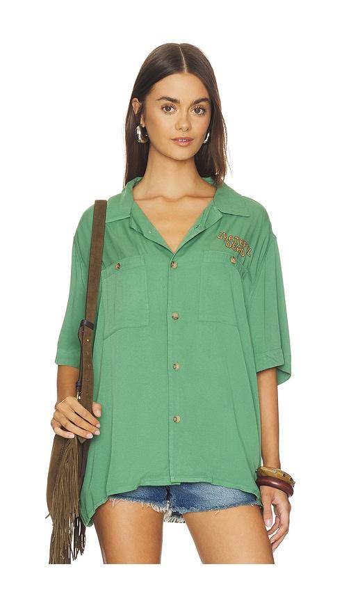 junk food grateful dead skull the camp shirt in green.