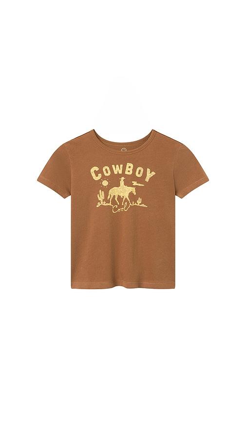 junk food kids cowboy cool tee in brown.