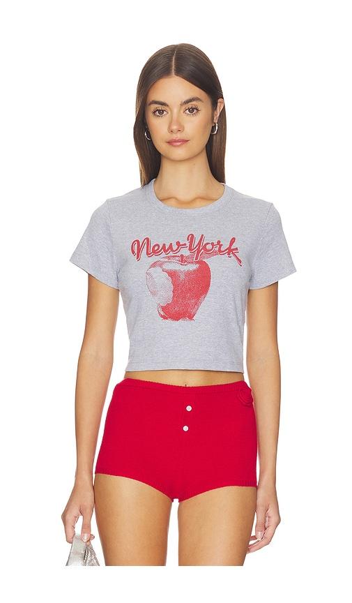 junk food new york big apple the baby tee in grey.
