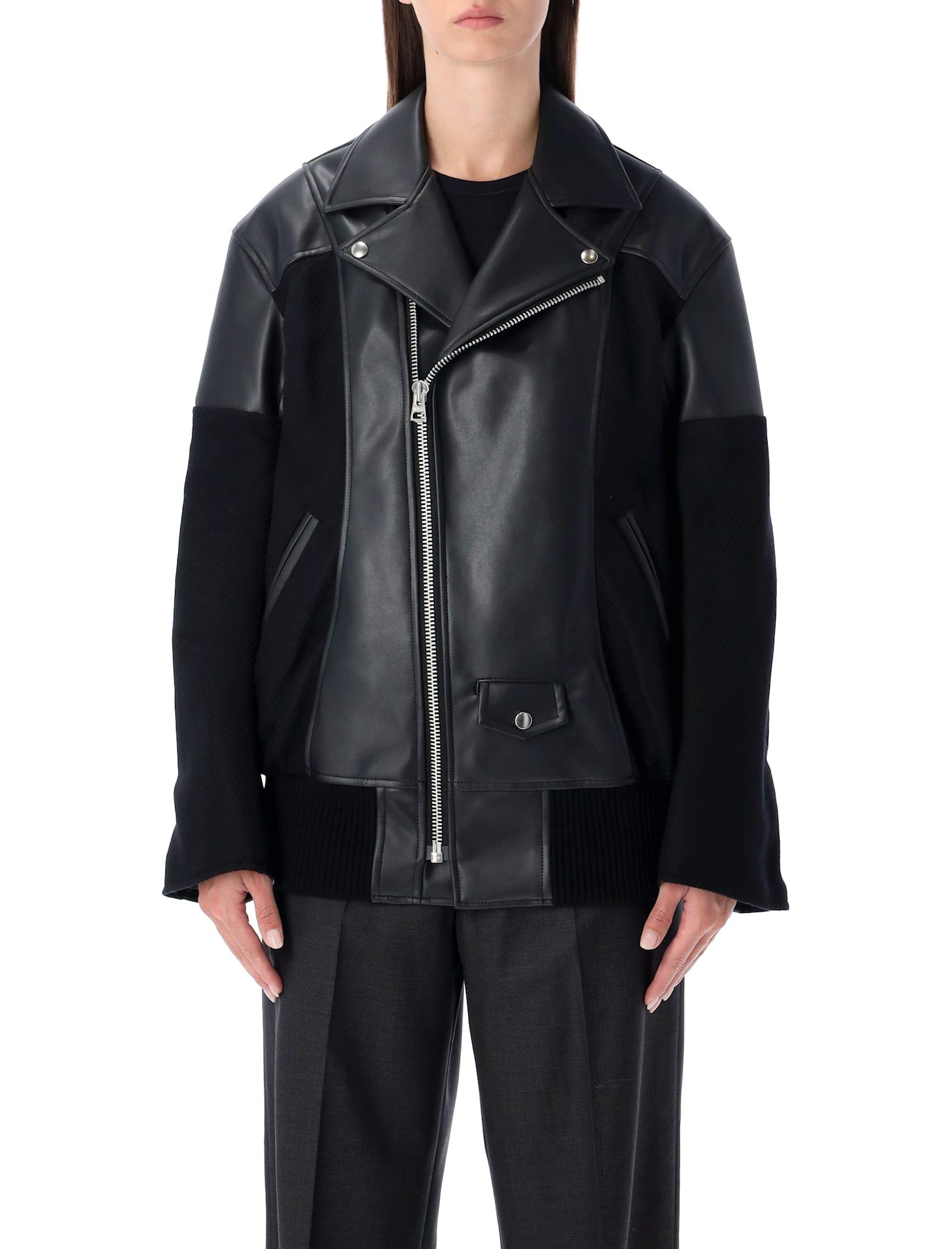 junya watanabe black eco-leather and wool jacket