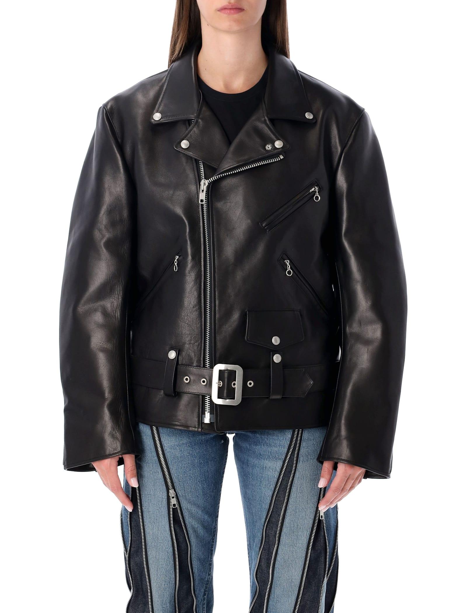 junya watanabe black leather biker jacket