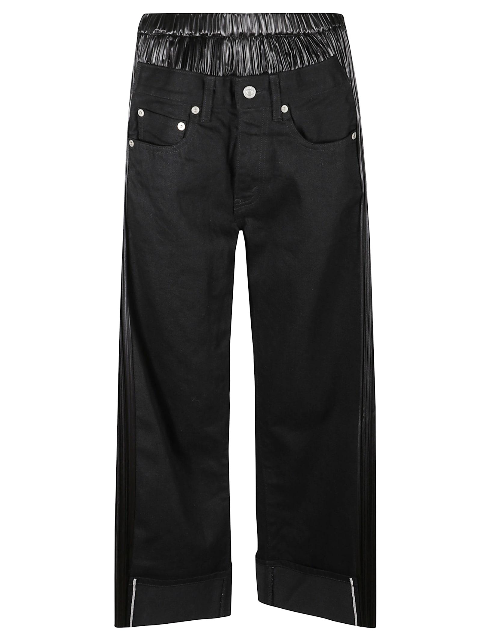 junya watanabe denim and faux leather jeans