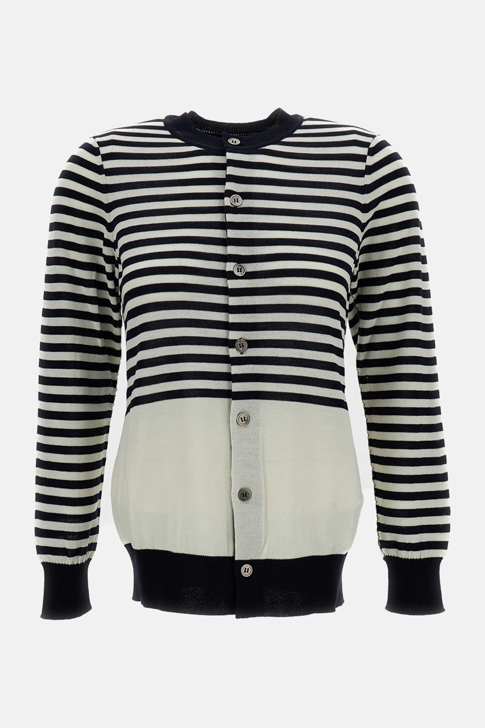 junya watanabe round neck striped cardigan