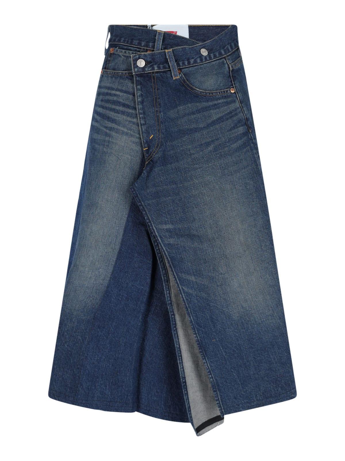 junya watanabe x levis strauss denim logo midi skirt