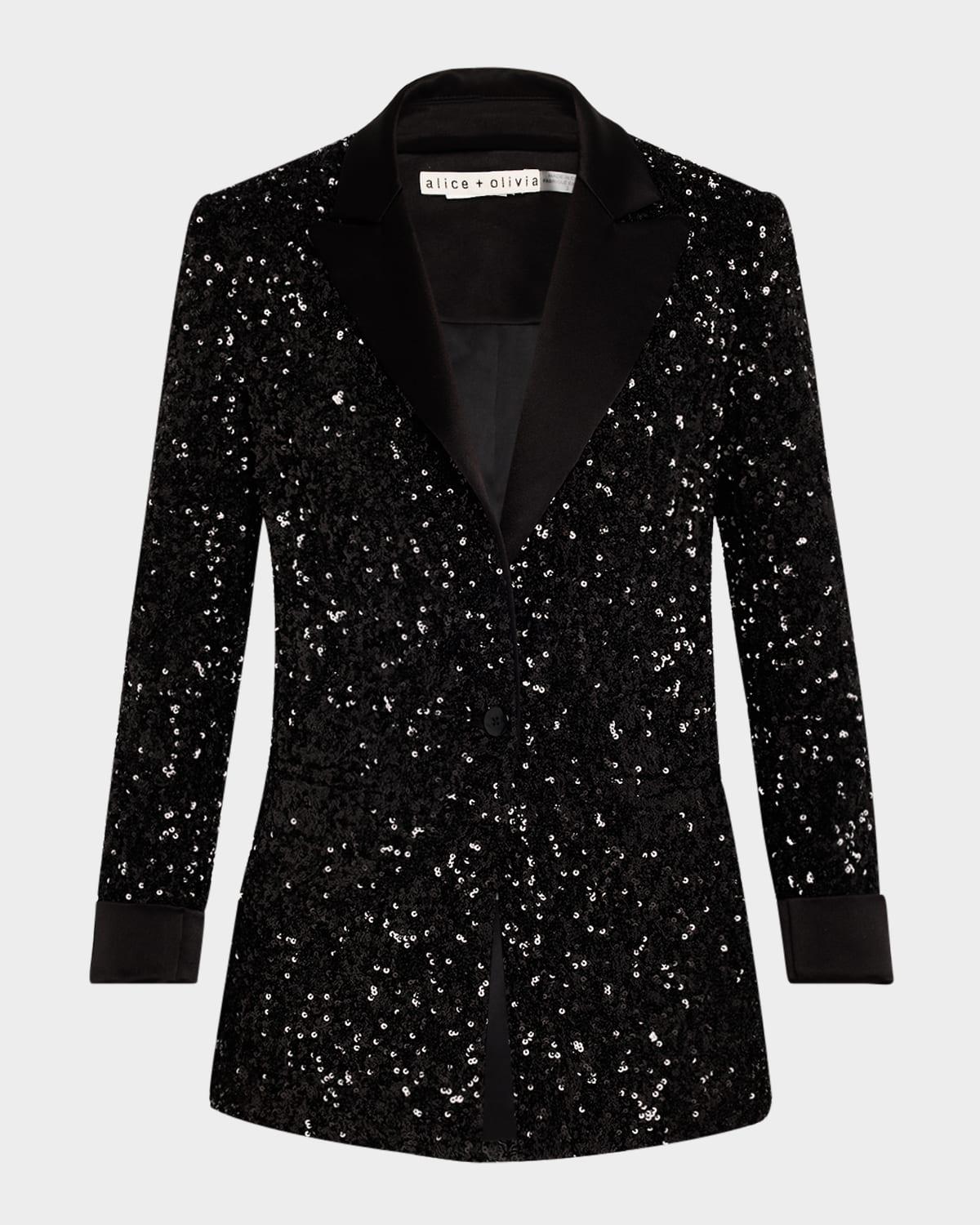 justin sequined combo rolled-cuff blazer