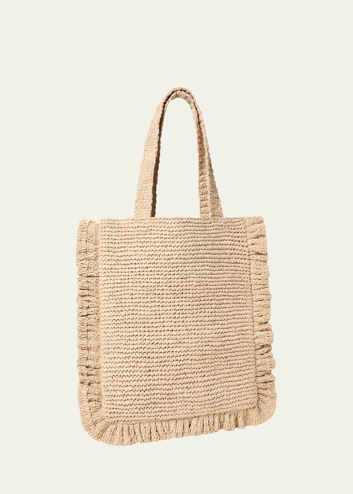 justine ruffle crochet tote bag