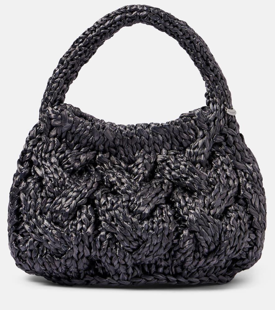 jw anderson cable knit small raffia tote bag