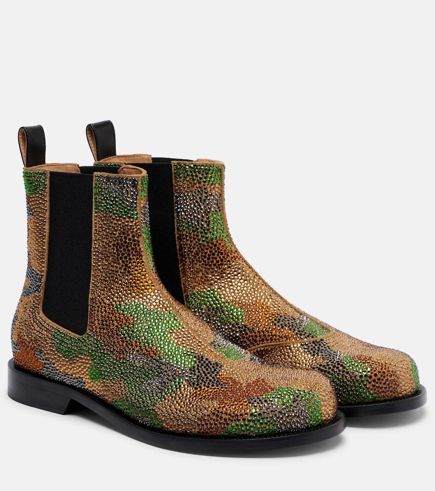 jw anderson camouflage embellished suede chelsea boots