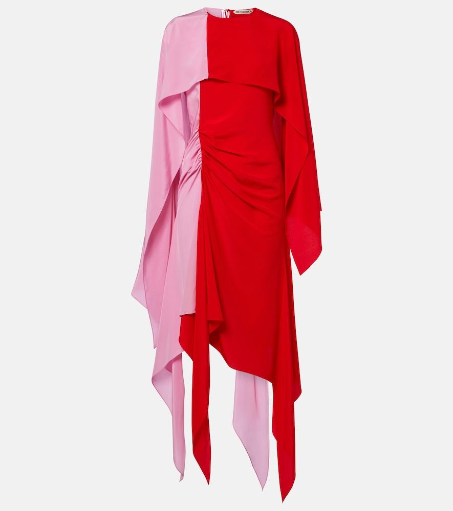 jw anderson draped caped silk midi dress