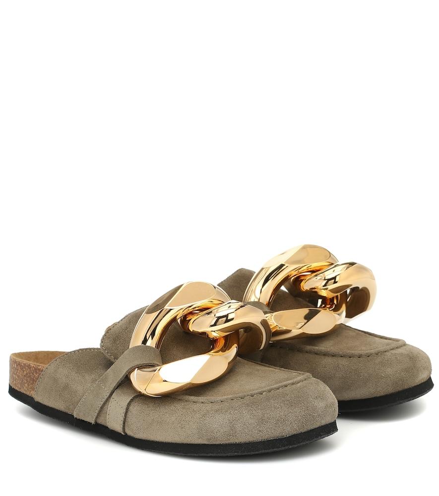 jw anderson embellished suede slippers