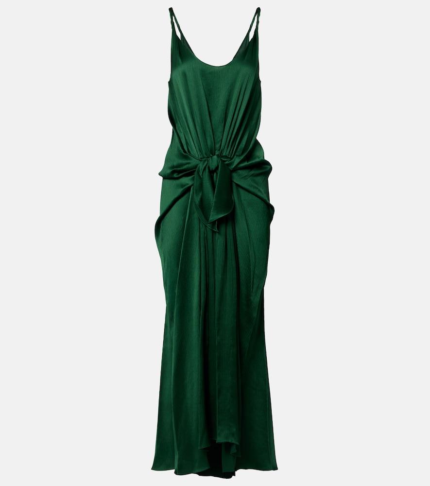 jw anderson gathered silk satin midi dress