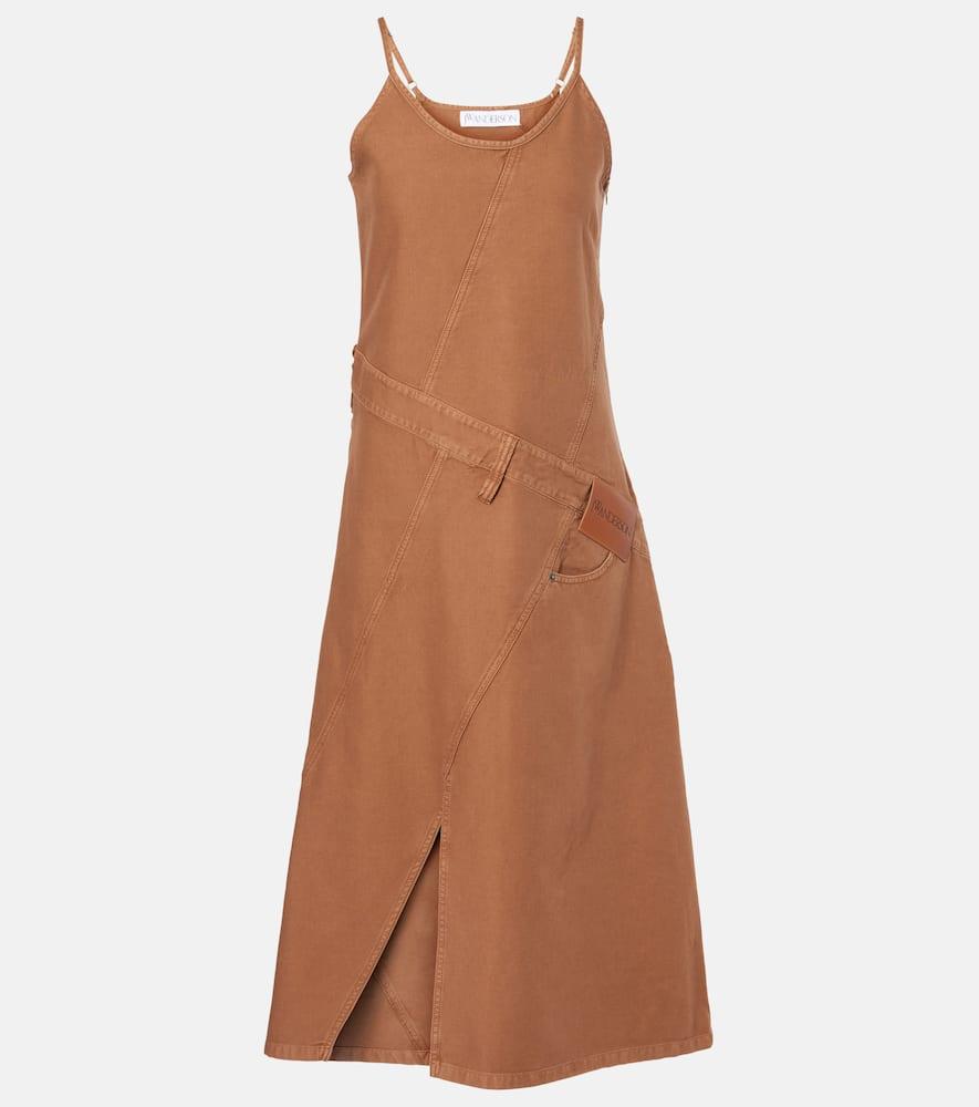 jw anderson logo asymmetric cotton midi dress
