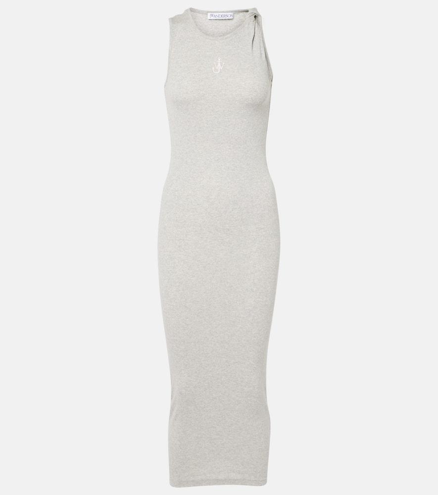 jw anderson logo embroidered cotton jersey maxi dress