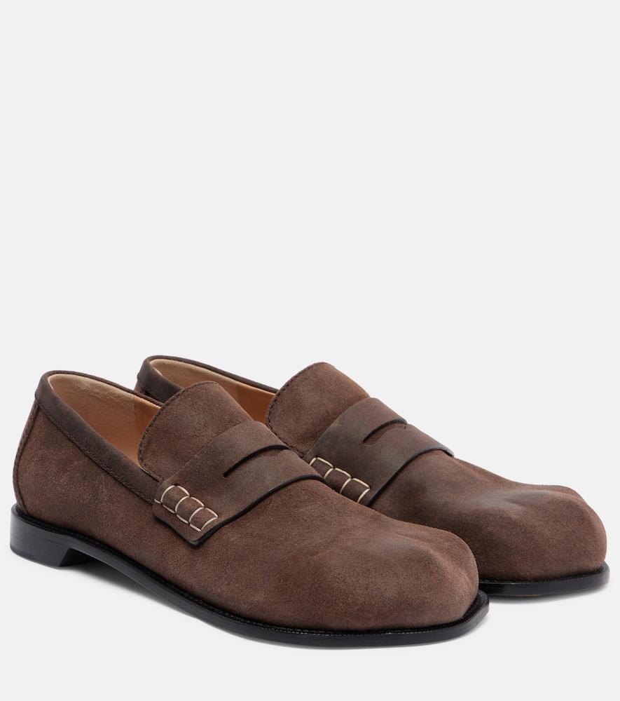jw anderson paw suede penny loafers