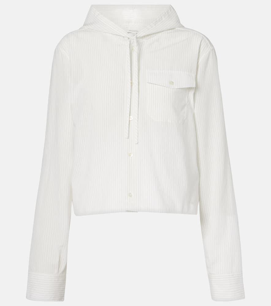 jw anderson pinstripe cropped hooded shirt