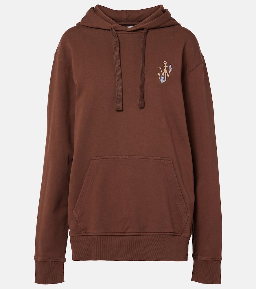 jw anderson printed embroidered cotton jersey hoodie