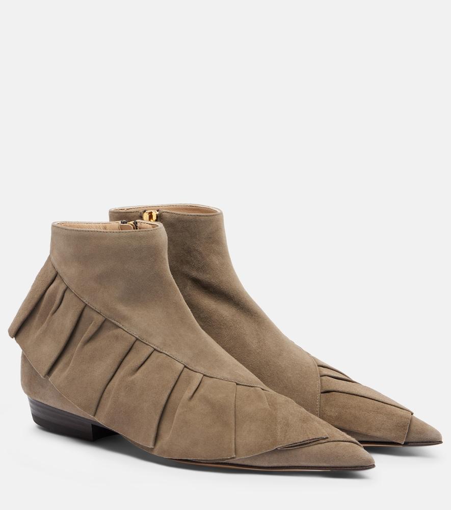 jw anderson ruffled suede ankle boots