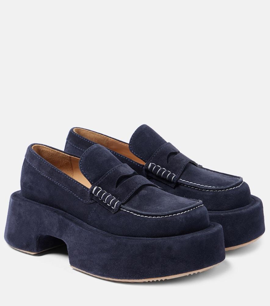 jw anderson suede platform penny loafers