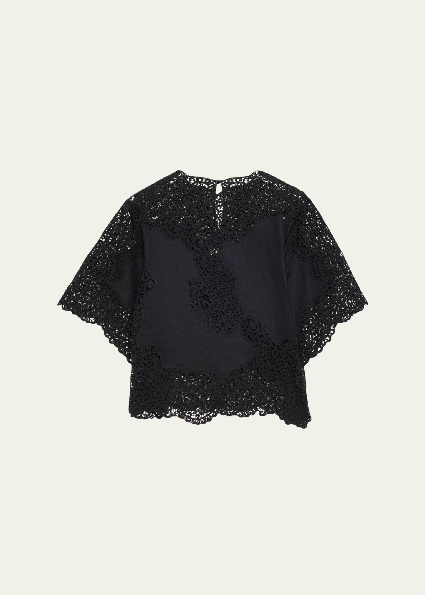 kadene short-sleeve cutwork lace blouse