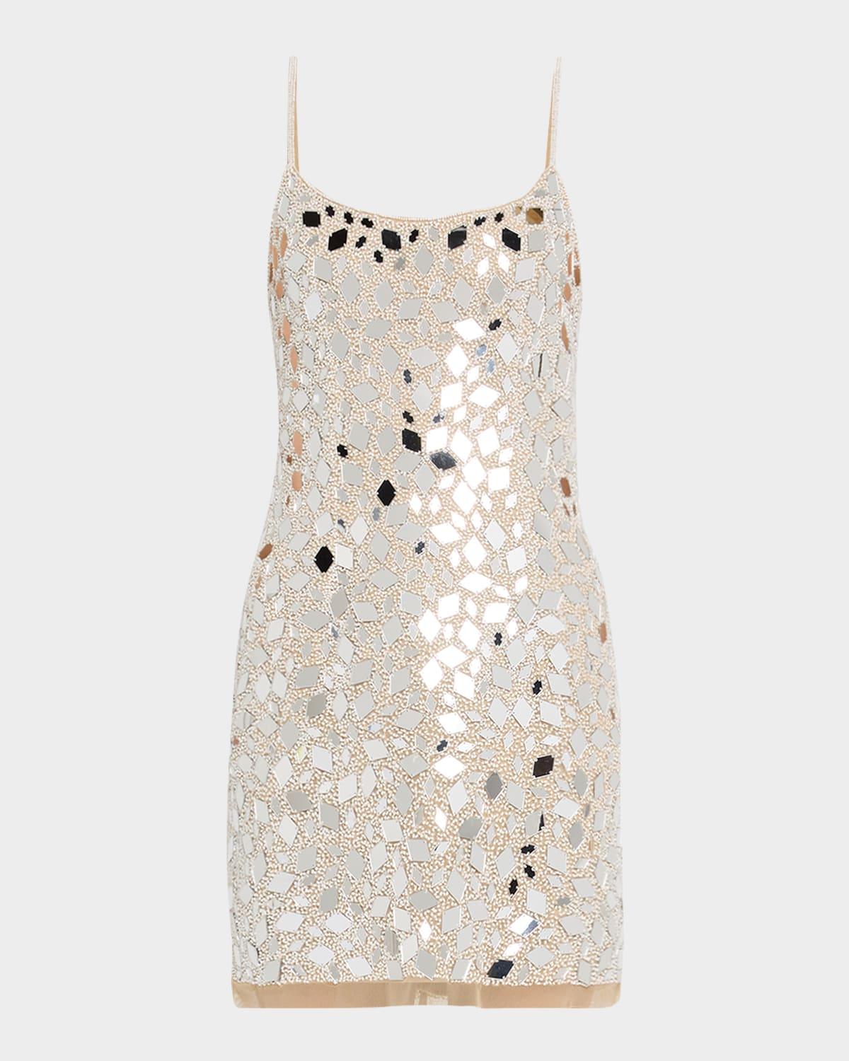 kaia beaded mirror mini dress