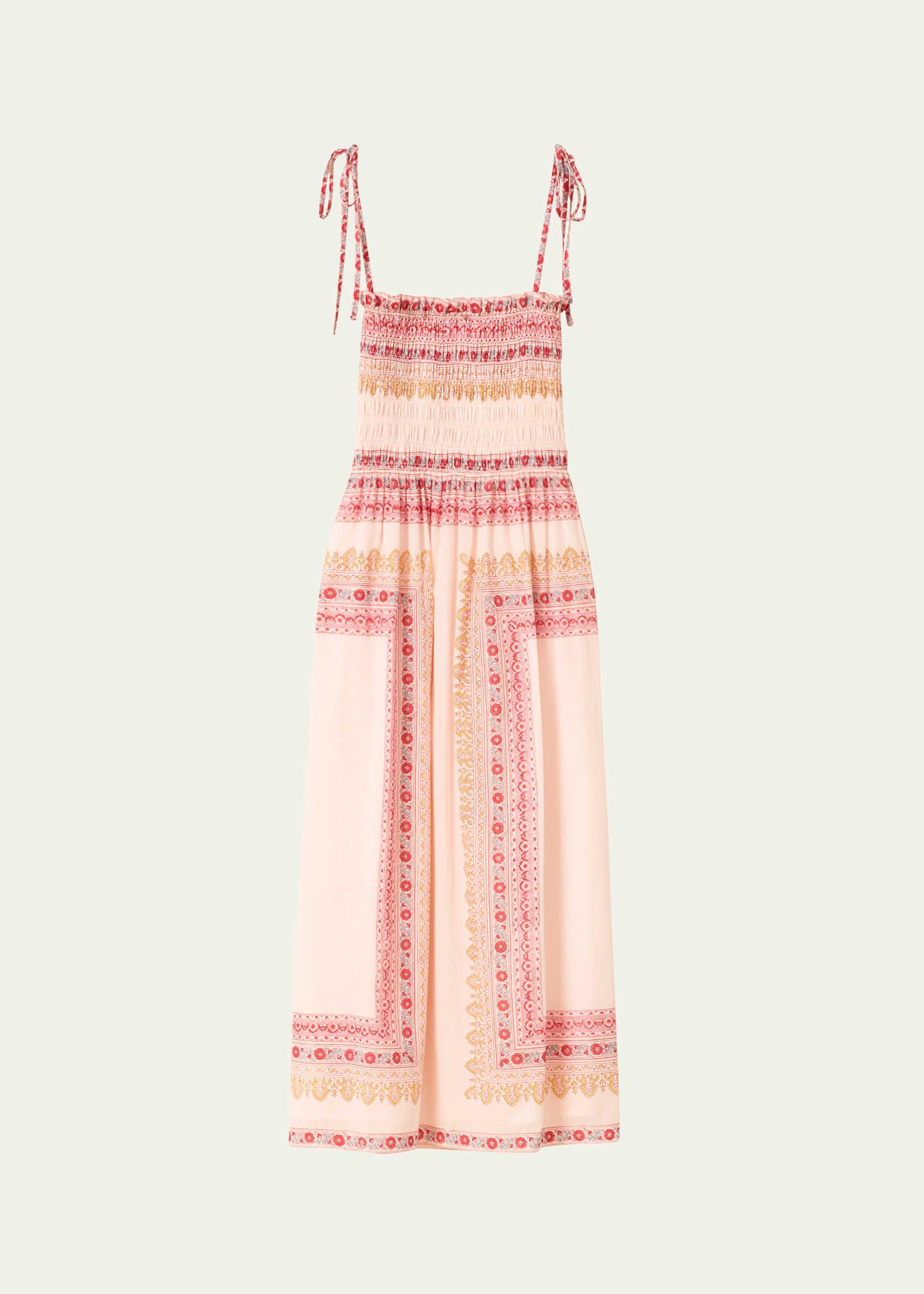 kaia smocked blush tile dress