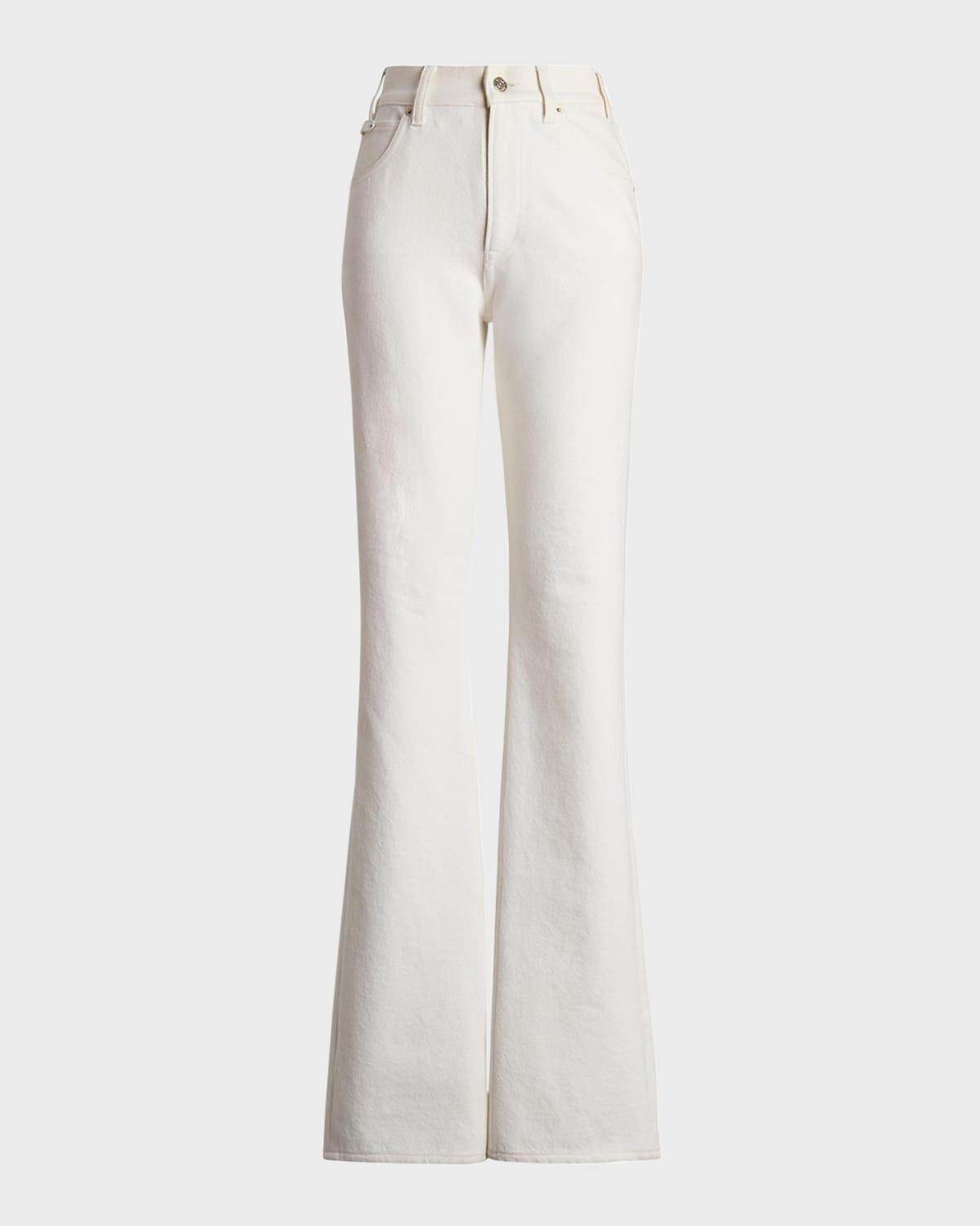 kaida mid-rise white denim bootcut jeans