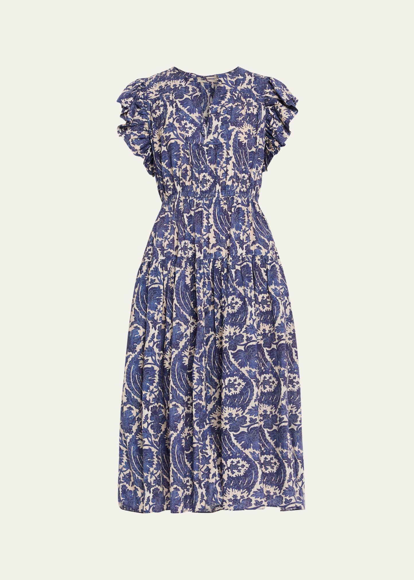 kairi flutter-sleeve midi dress