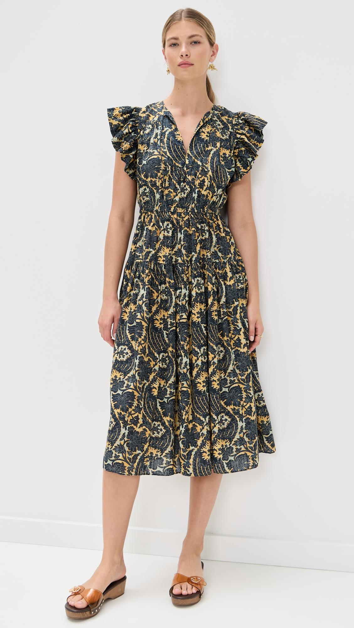 kairi flutter sleeve midi dress