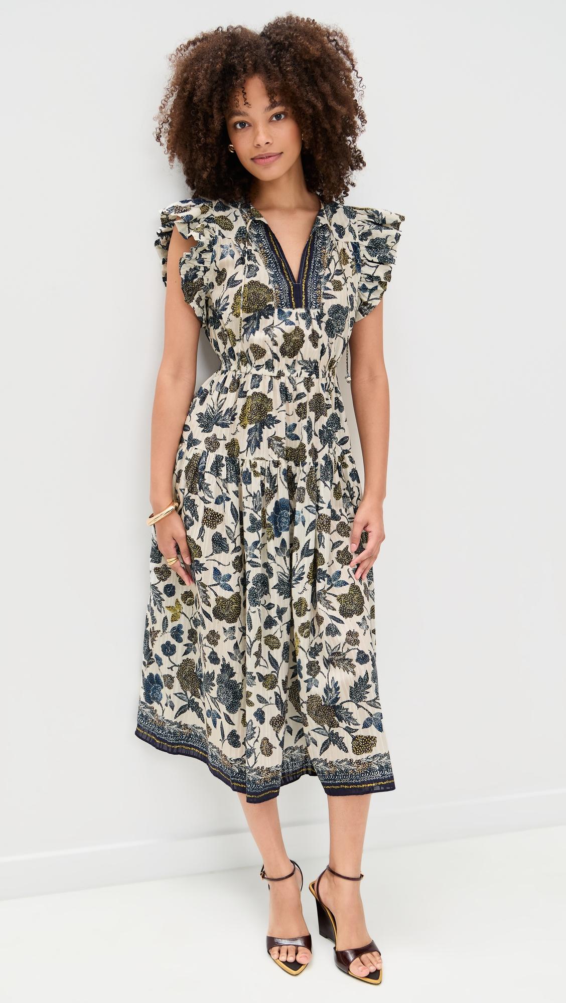 kairi flutter sleeve midi dress