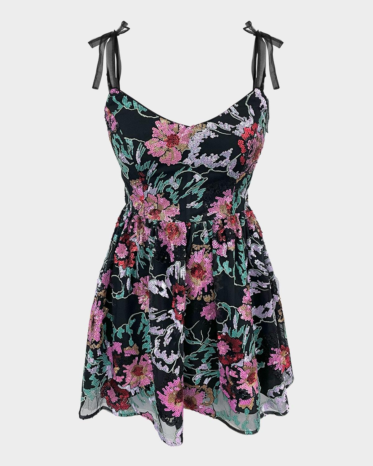 kaitrin floral sequin mini dress