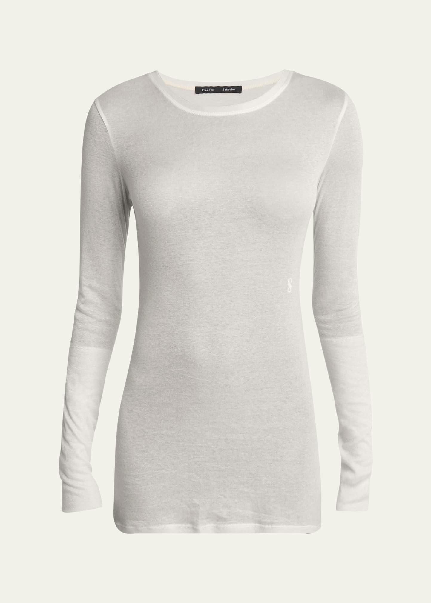 kaiya long-sleeve sheer slub jersey top