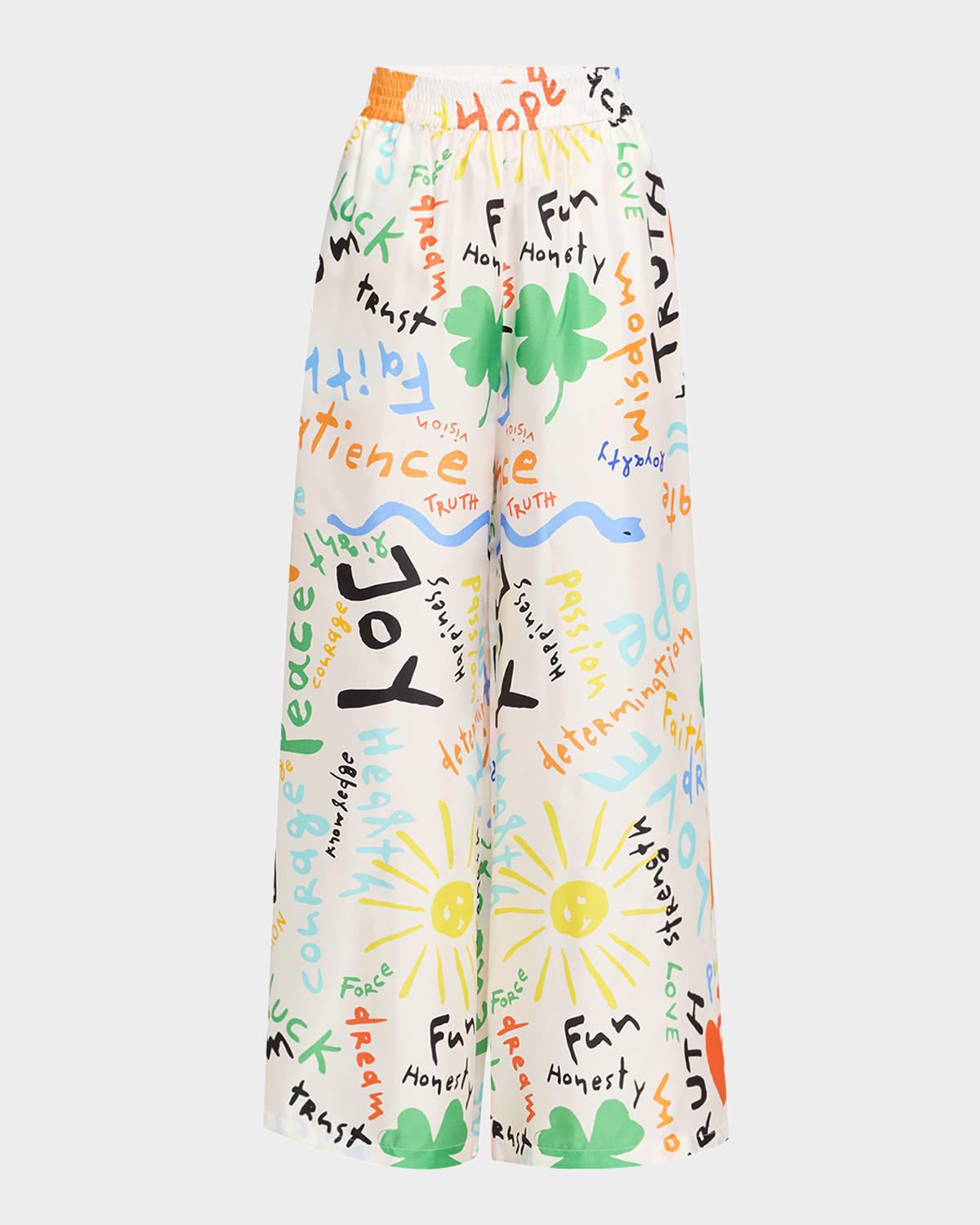 kakanias printed fyori silk pants