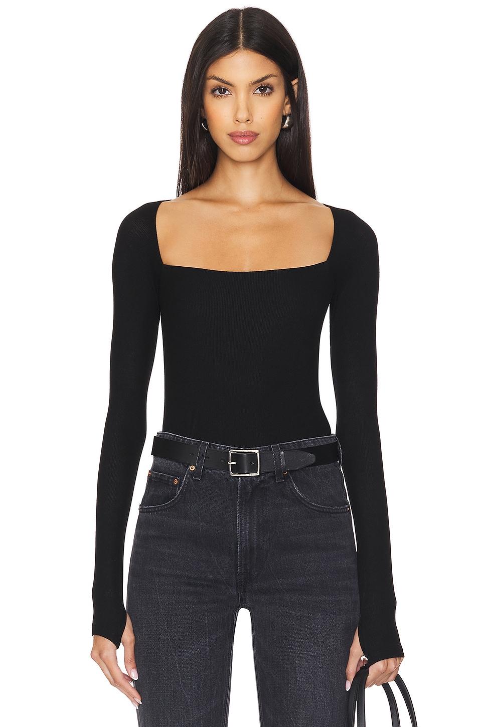 kaleb long sleeve w/ square neckline double layered top