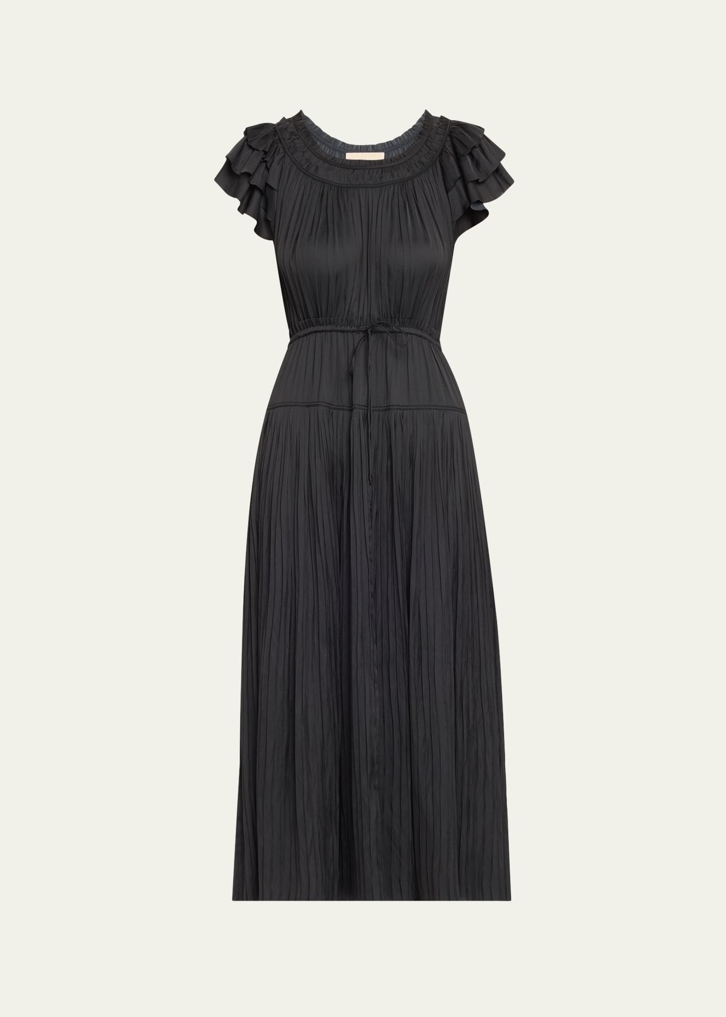 kalesta pleated ruffle mini dress