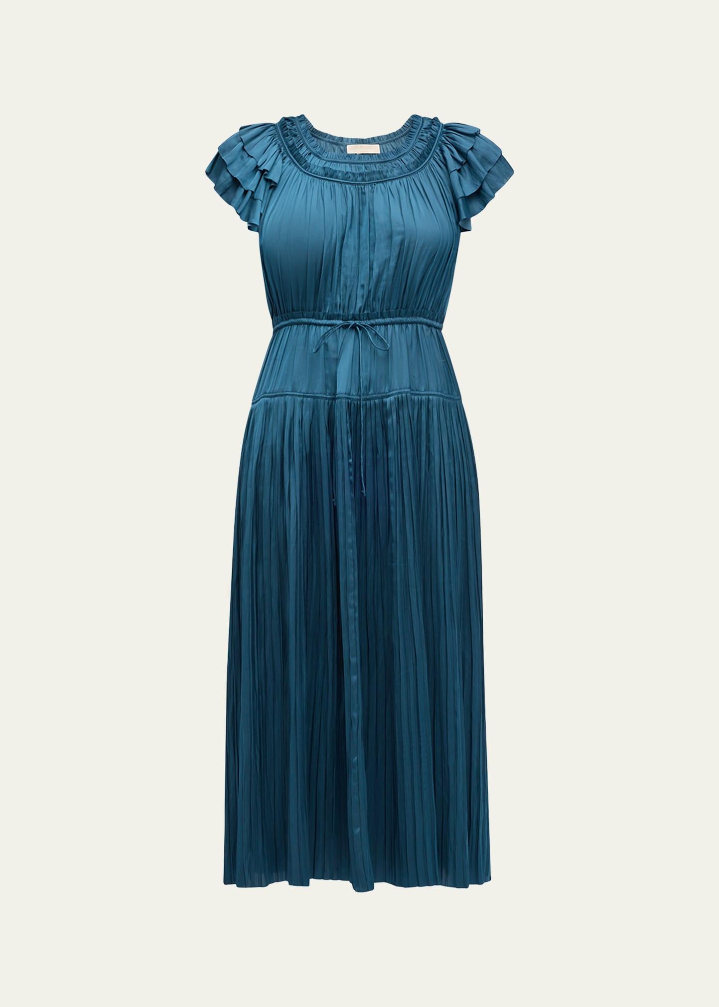 kalesta pleated ruffle mini dress
