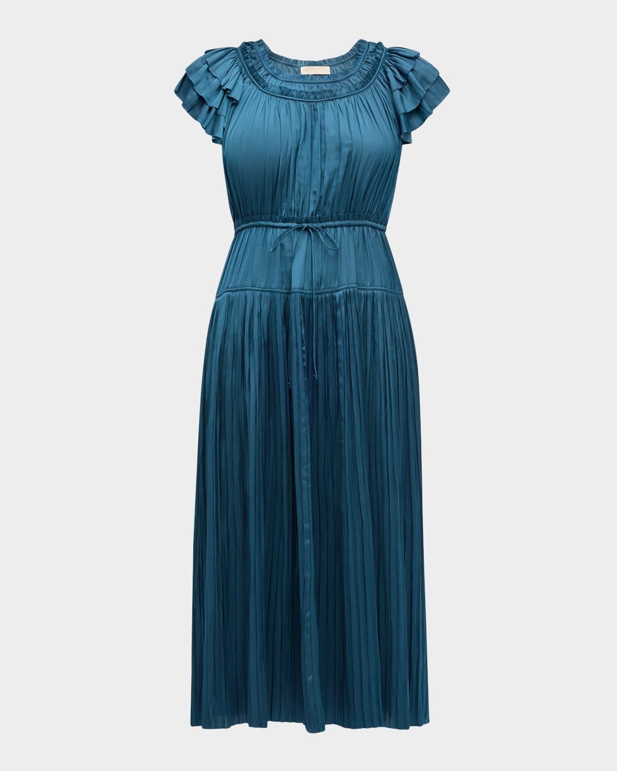 kalesta pleated ruffle mini dress