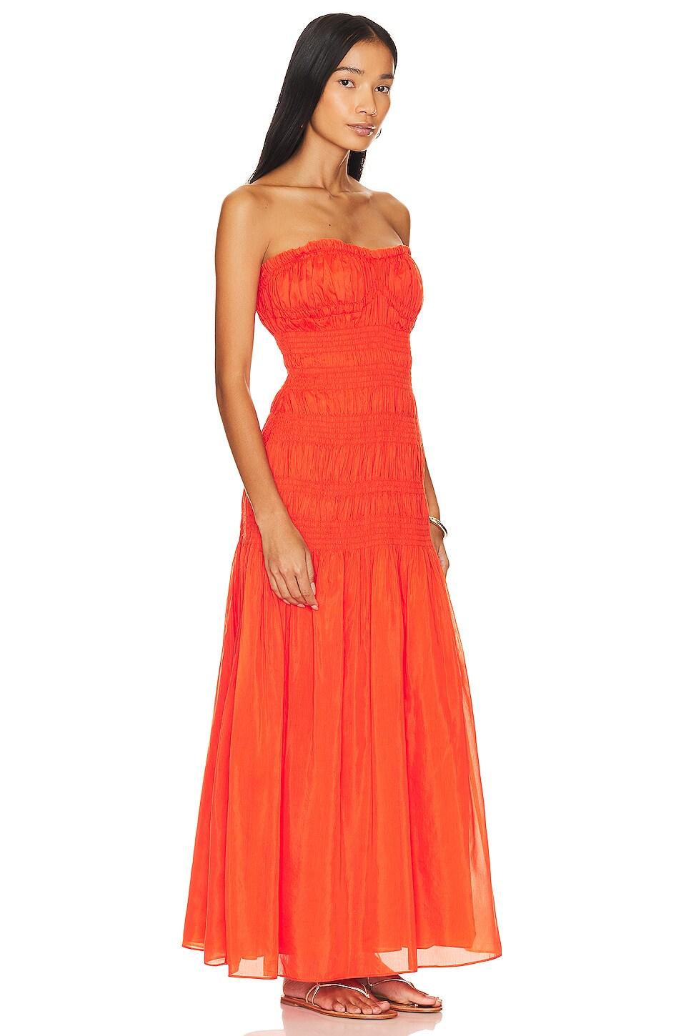 kalli strapless smocked maxi dress