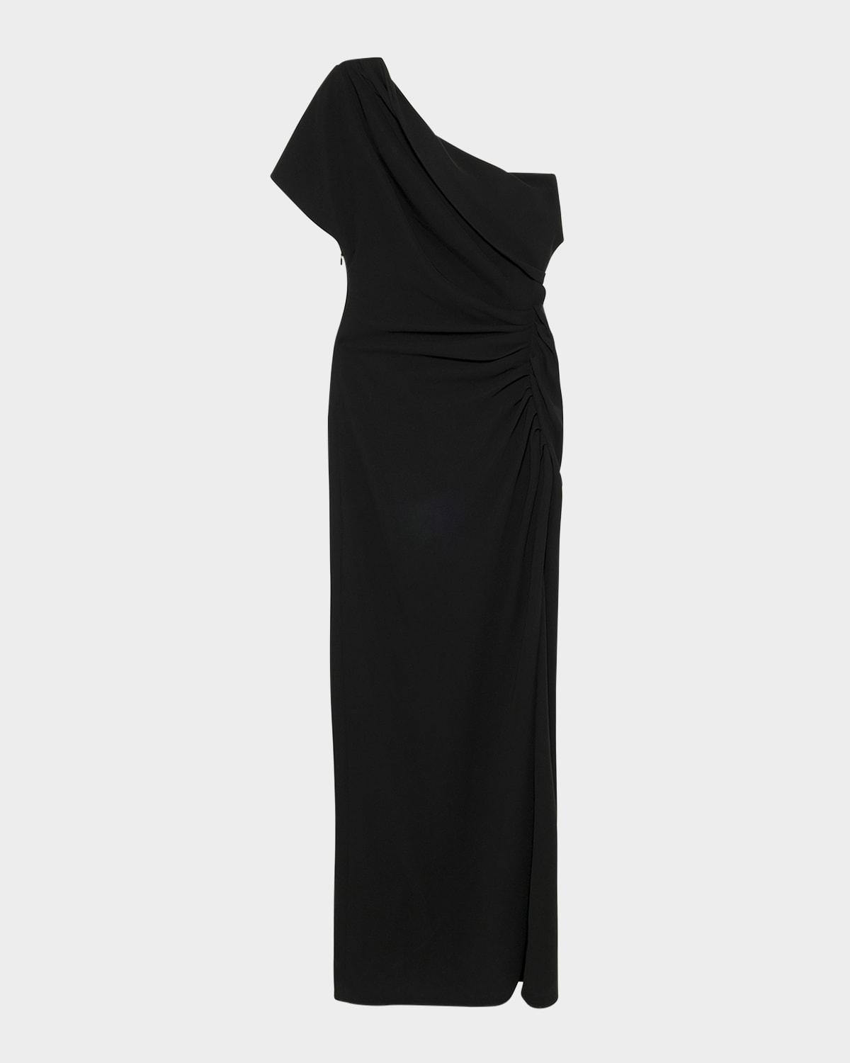 kally draped one-shoulder column gown