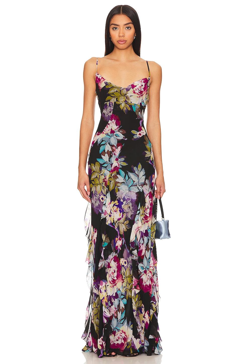 kamila ruffle cowl gown