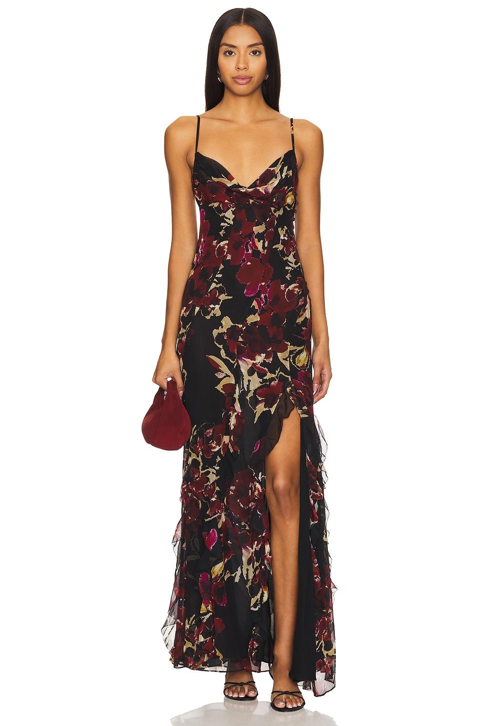 kamila ruffle cowl gown
